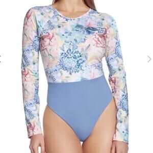 Swimsuit Paddle Suit Padded Top Medium coverage Floral Print SZ M Surfing Beach